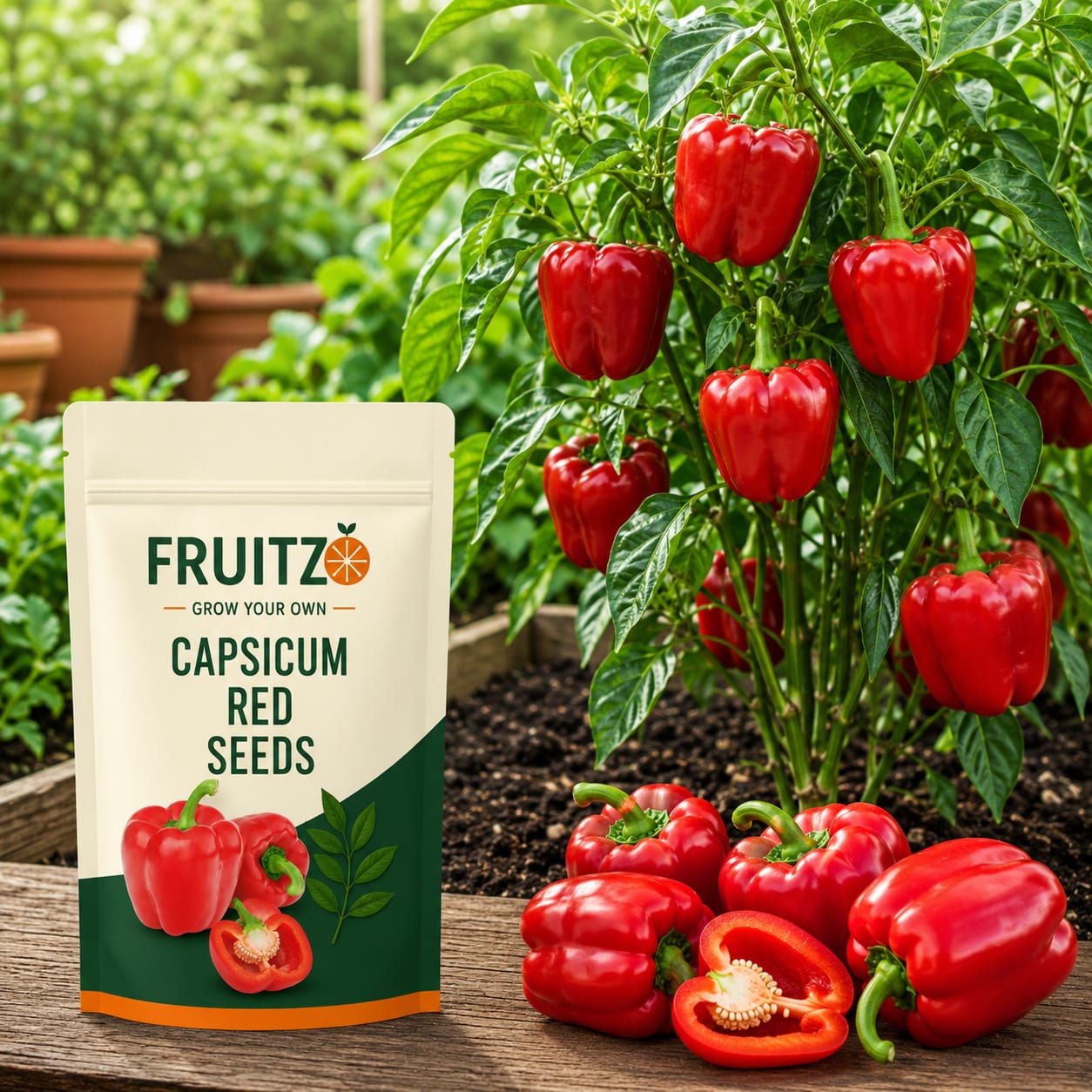 Capsicum Red Seeds for Home & Terrace Gardening