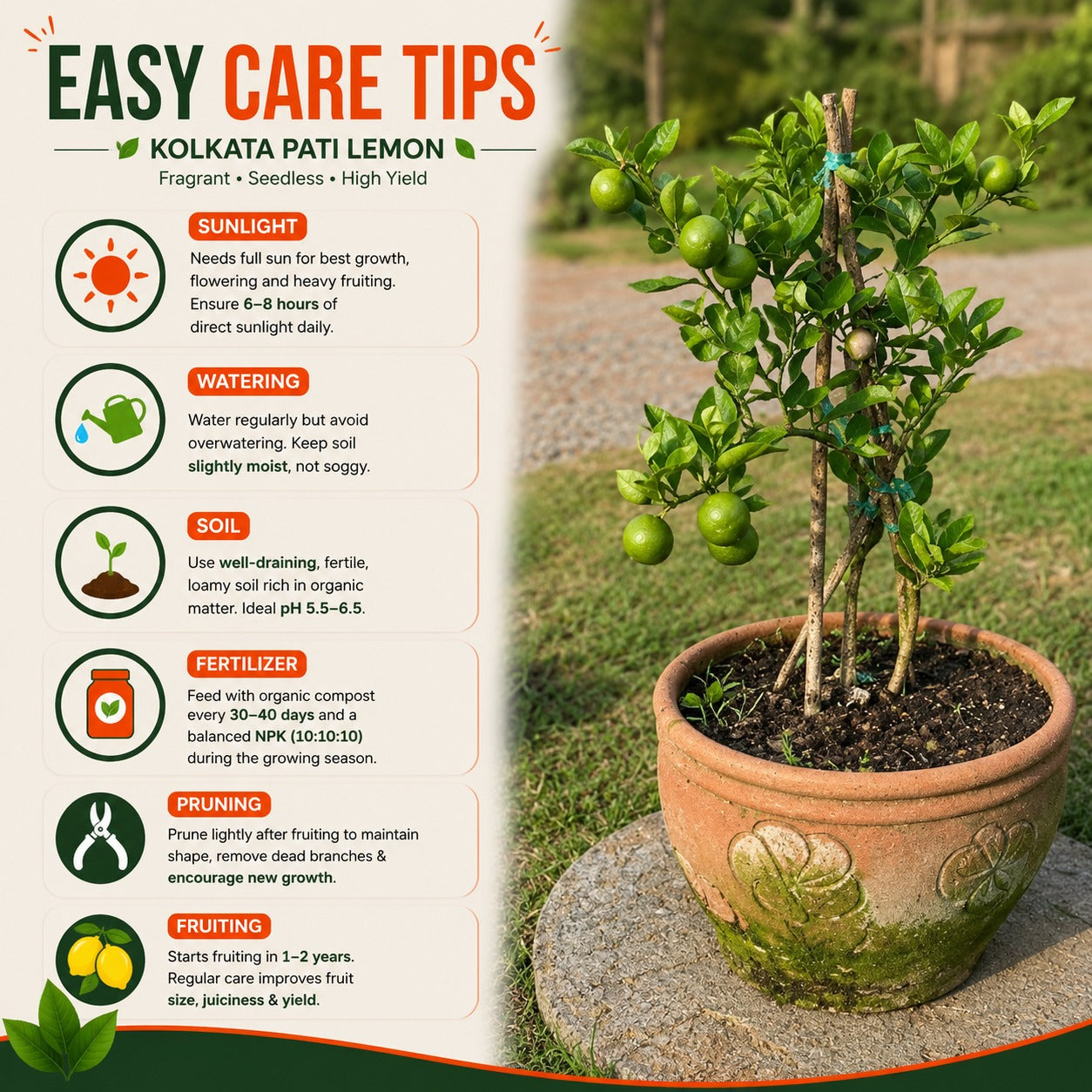 Kolkata Pati Lemon Grafted Plant for Home & Terrace Gardening